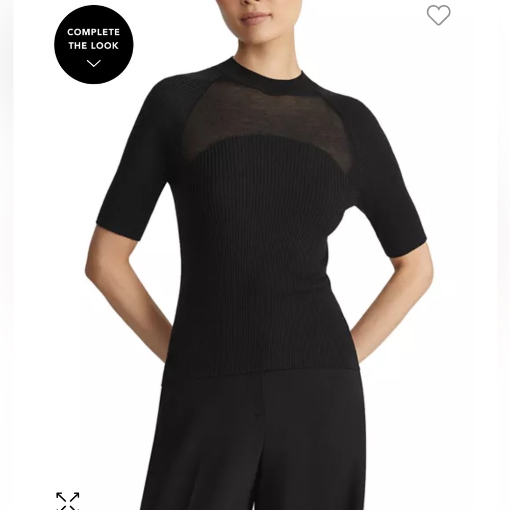 Lafayette 148 New York sheer yoke sweater xxl $495